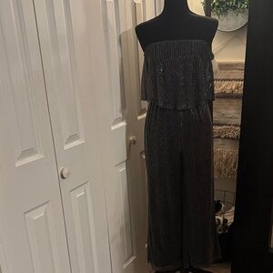 Wildfox Shimmering Black Strapless Jumpsuit